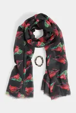 Cardinal Scarf + Bracelet Set - Christmas