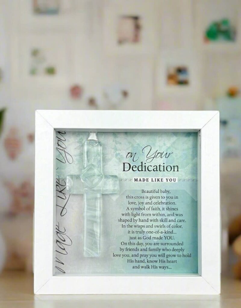 Baby Dedication Cross: USA Framed Glass Decor