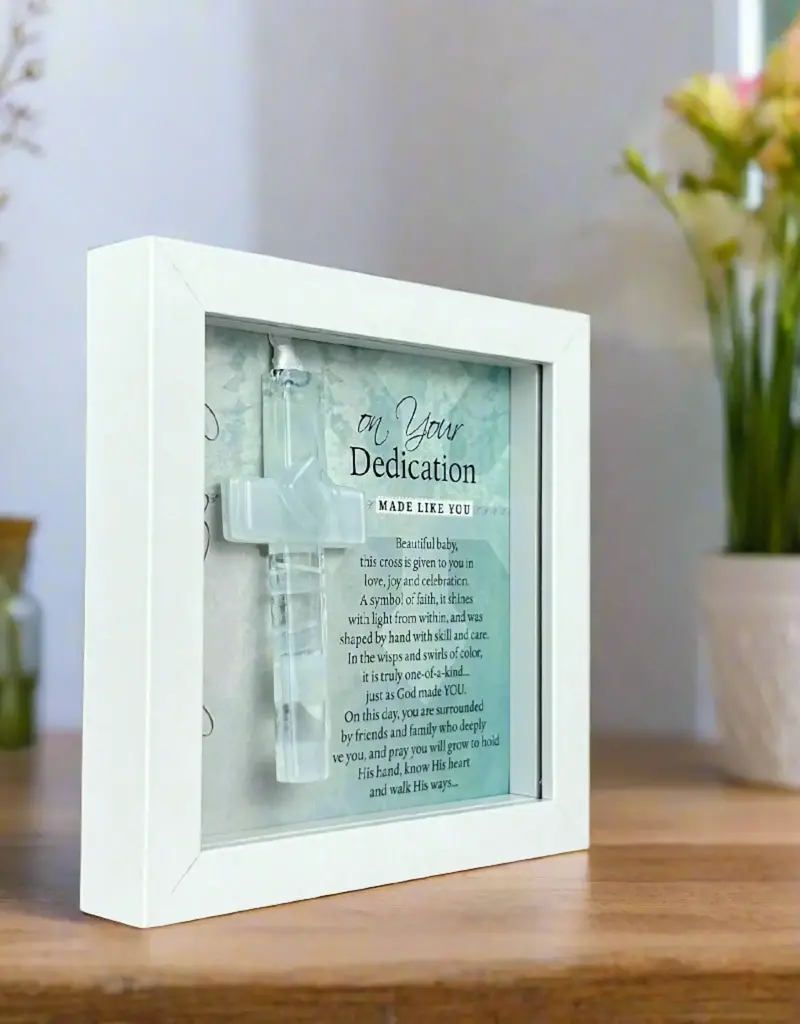Baby Dedication Cross: USA Framed Glass Decor