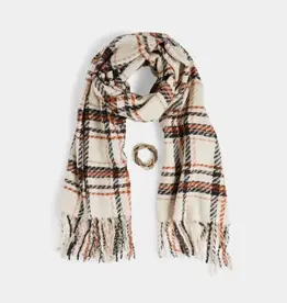 Woven Scarf + Bracelet Set- Winter White