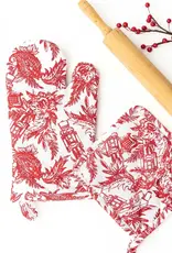 Nutcracker Toile Oven Mitt Set