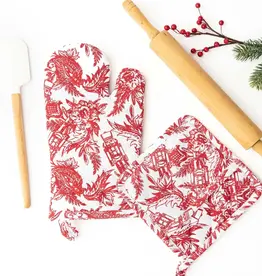Nutcracker Toile Oven Mitt Set