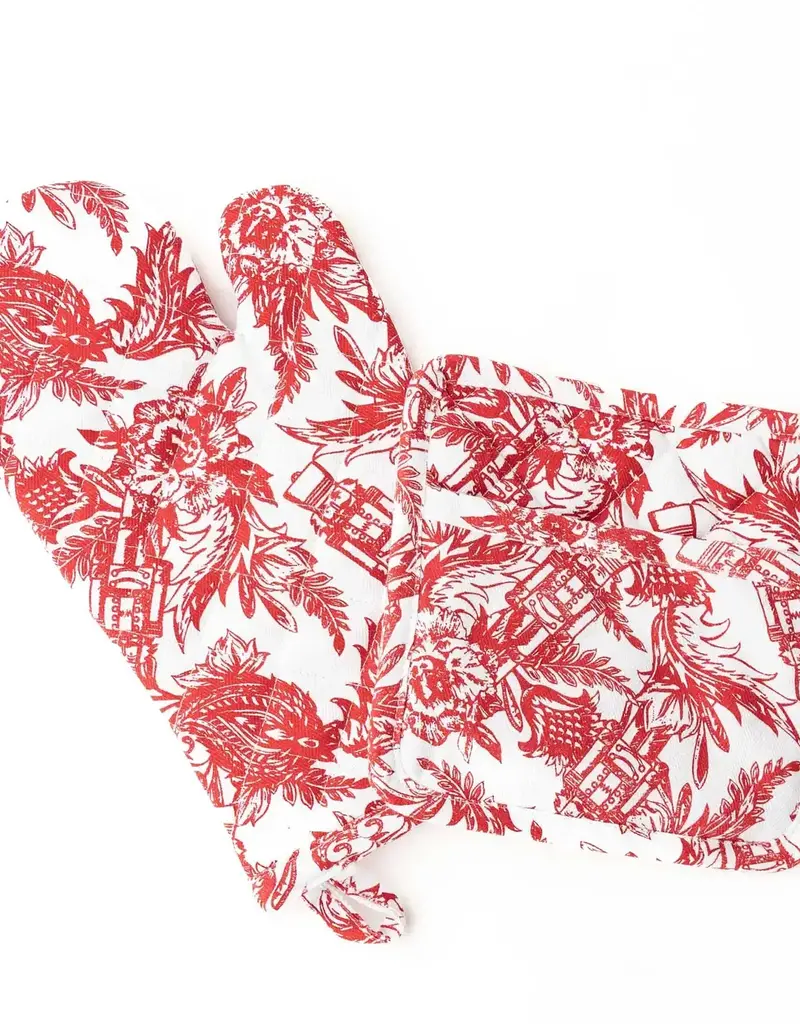Nutcracker Toile Oven Mitt Set