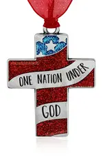 Cross Pewter Ornament - One Nation Under God