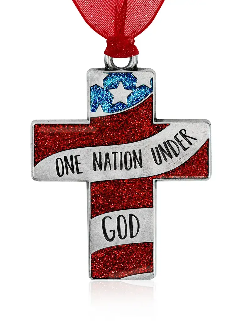 Cross Pewter Ornament - One Nation Under God
