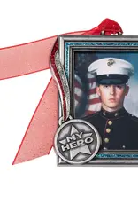 Pewter Military Hero Photo Frame Ornament
