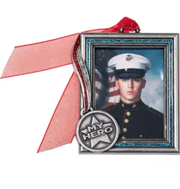 Pewter Military Hero Photo Frame Ornament