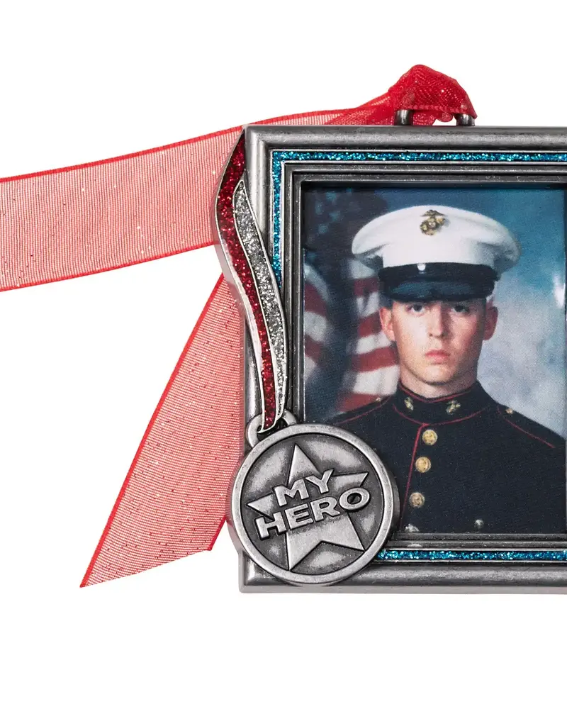 Pewter Military Hero Photo Frame Ornament