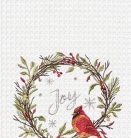 Christmas Cardinal in Joy Wreath Kitchen Towel