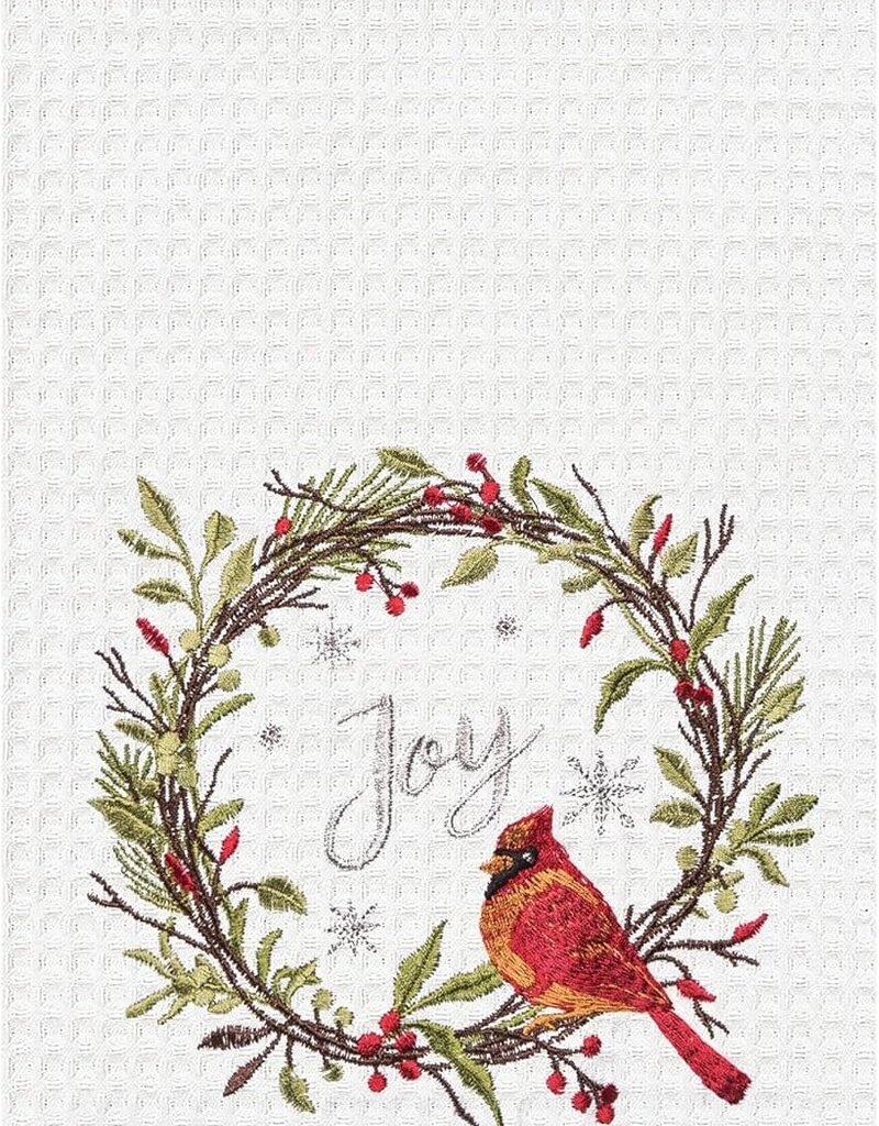 Christmas Cardinal in Joy Wreath Kitchen Towel