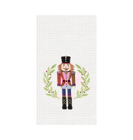 Christmas Nutcracker Wreath Embroidered  Dishtowel