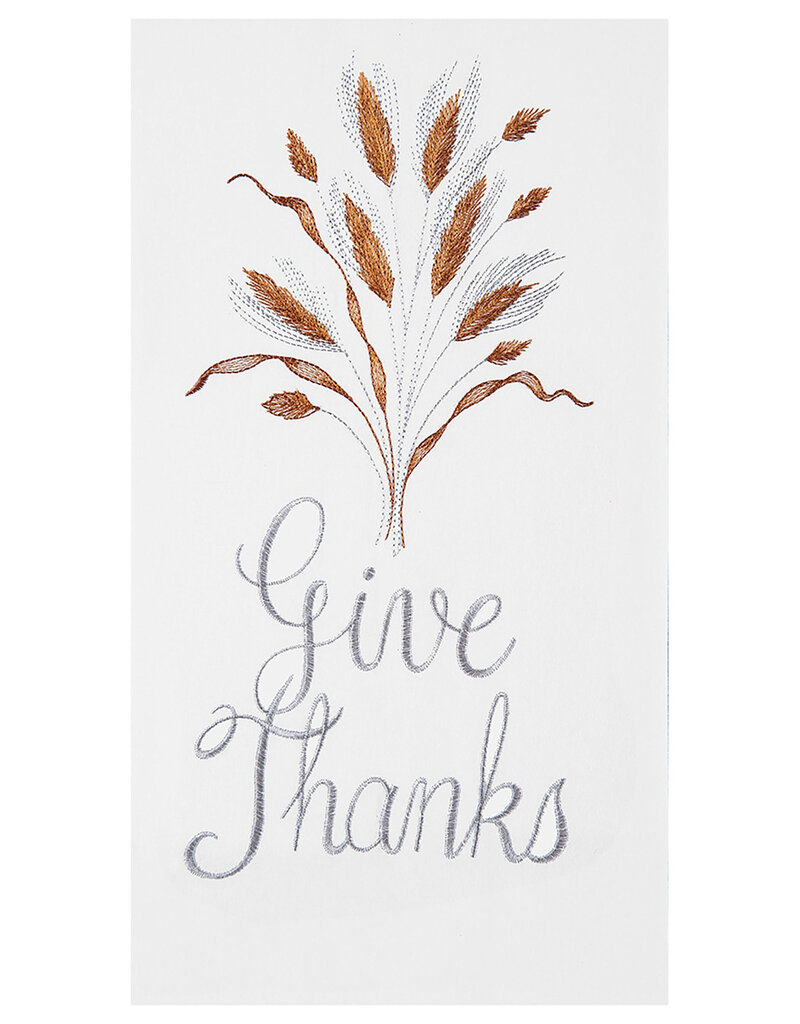 Give Thanks Flour Sack Embroidered Kitchen Towel