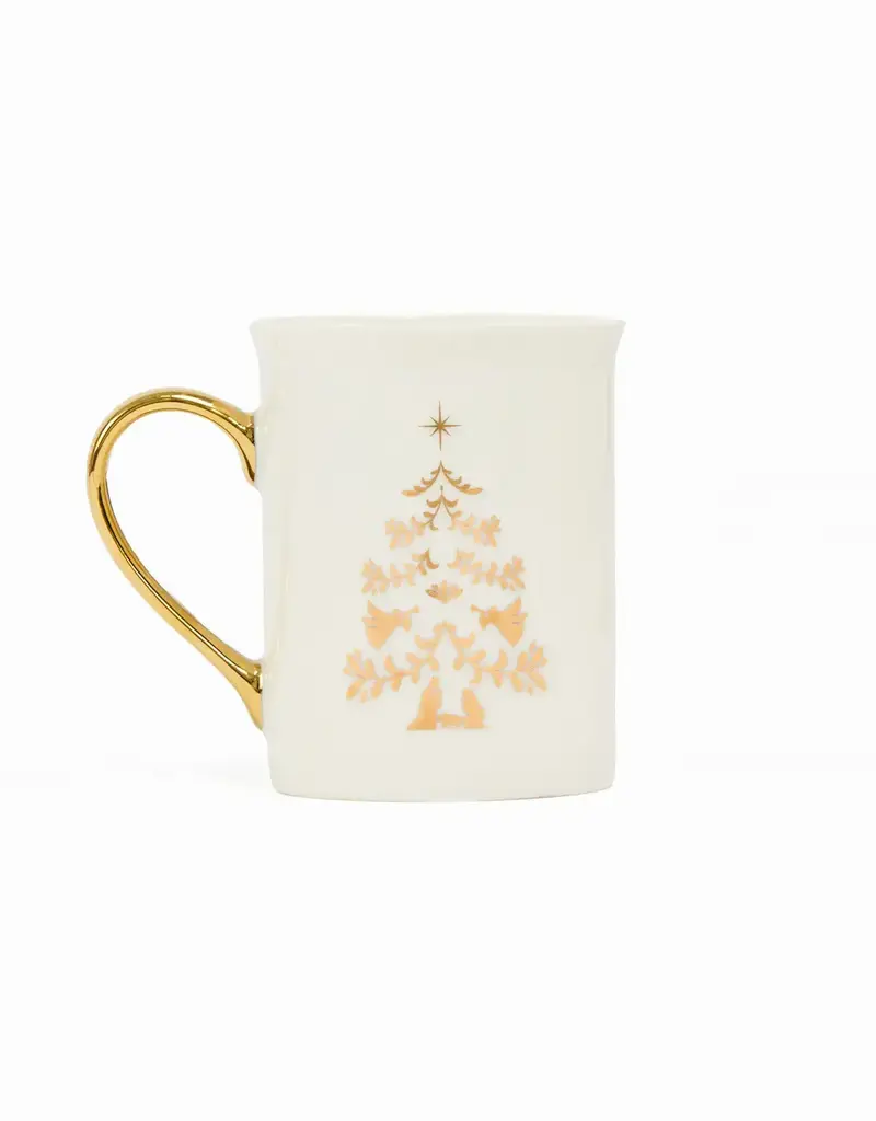Gold Handle Mug Nativity Tree