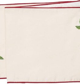 Merry Christmas Sentiment w/ Red Cardinal Embroidered Table Runner 14" x 72" 14" x 72" Tan