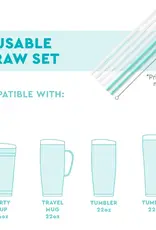 Christmas Cameos + Red Glitter Reusable Straw Set