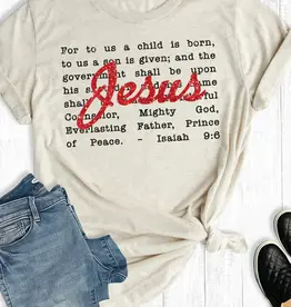 Faith Faux Glitter Christmas Isaiah 9:6 Graphic Tee