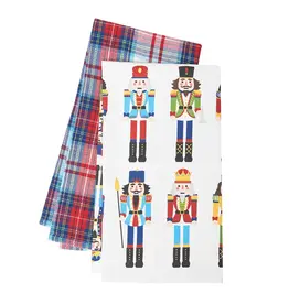 Christmas Nutcracker Plaid Kitchen Towel Set 2