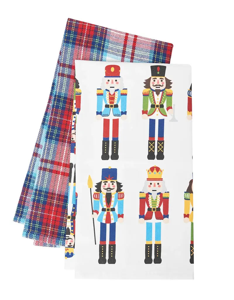 Christmas Nutcracker Plaid Kitchen Towel Set 2