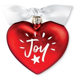Joy in God's Love Red Heart 3.5 x 3.5 Glass Holiday Ornament
