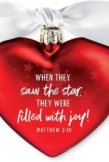 Joy in God's Love Red Heart 3.5 x 3.5 Glass Holiday Ornament