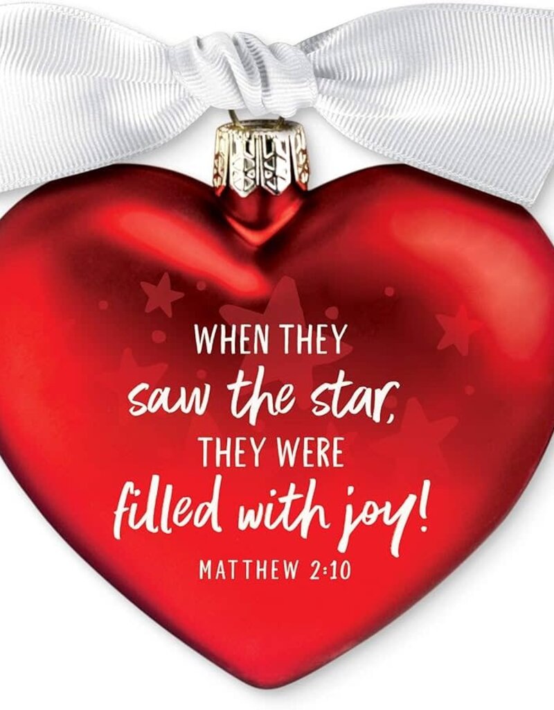 Joy in God's Love Red Heart 3.5 x 3.5 Glass Holiday Ornament
