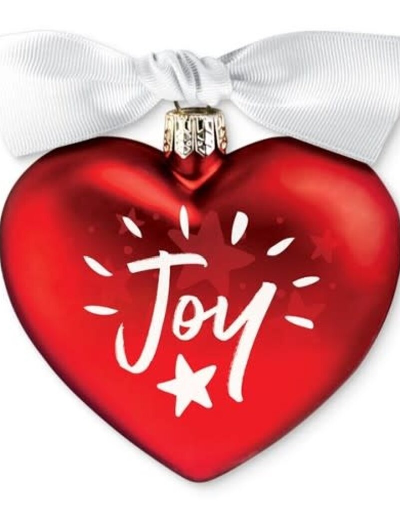 Joy in God's Love Red Heart 3.5 x 3.5 Glass Holiday Ornament
