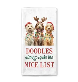 Doodle Christmas Dog Nice List Kitchen Towel Pet Holiday