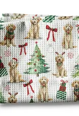 Doodle Dog Christmas Holiday Kitchen Towel Waffle Golden