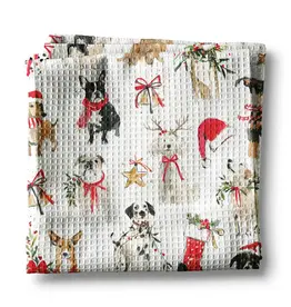Dog Christmas Pet Puppy Holiday Preppy Kitchen Towel Waffle