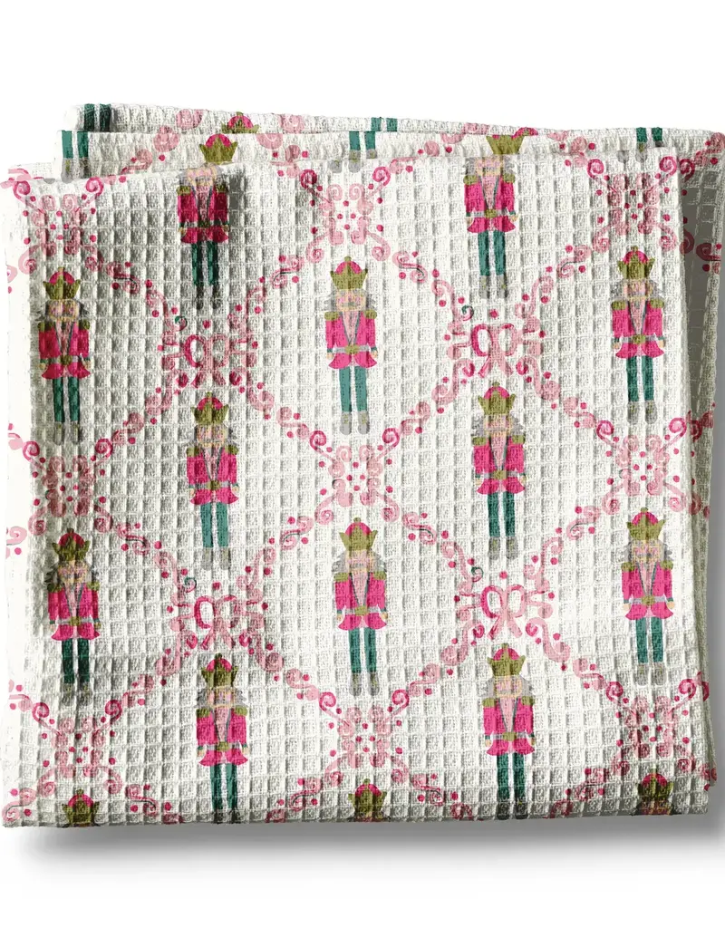 Nutcracker Pink Chinoiserie Cmas Kitchen Towel / Waffle