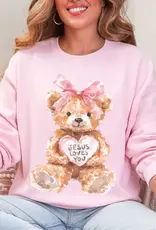 Jesus Loves You Teddy Bear Christian Valentine Sweatshirt