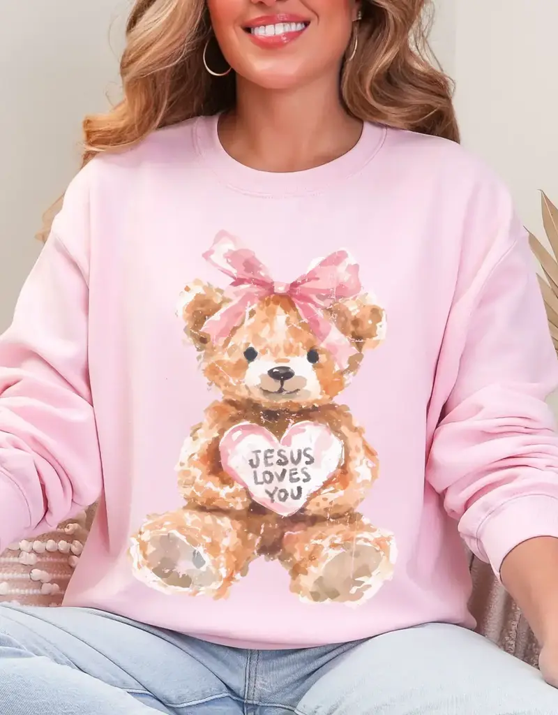 Jesus Loves You Teddy Bear Christian Valentine Sweatshirt