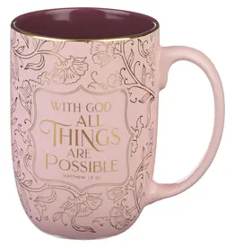 All Things Are Possible Blush Ceramic Coffee Mug - Matthew 19:26