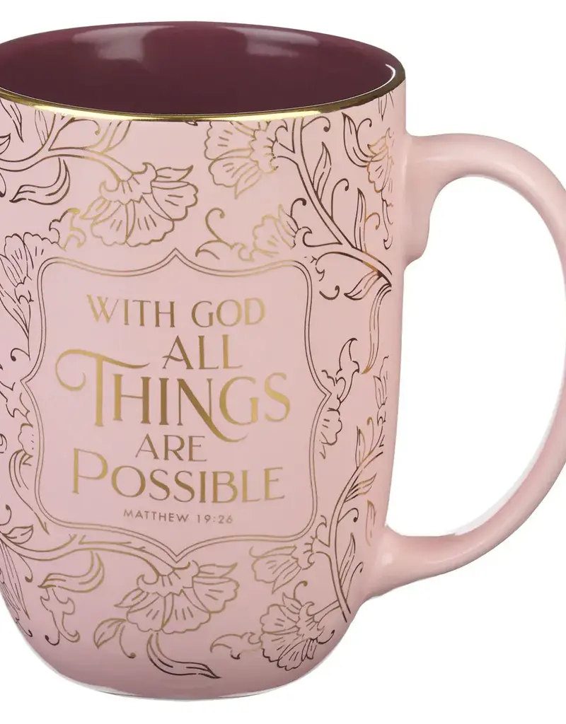 All Things Are Possible Blush Ceramic Coffee Mug - Matthew 19:26
