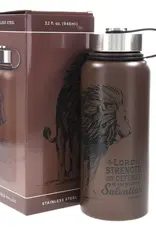 The Lord is My Strength Brown Stainless Steel Water Bottle - Exodus 15:2