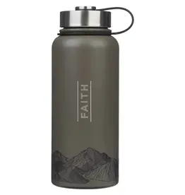 Faith Dusty Brown Stainless Steel Water Bottle - Matthew 17:20