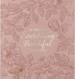 Everything Beautiful Blush Floral Faux Leather Journal with Zipper Closure - Ecclesiastes 3:11