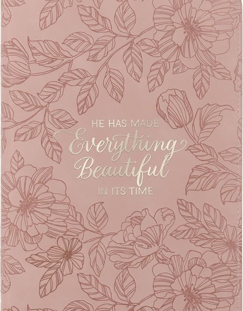 Everything Beautiful Blush Floral Faux Leather Journal with Zipper Closure - Ecclesiastes 3:11