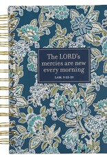 Morning Mercies Blue and Green Floral Spiral Journal - Lamentations 3:22-23