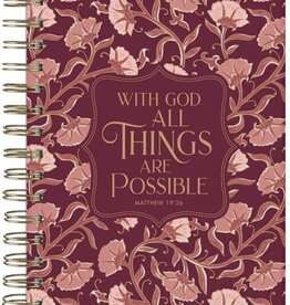 Things Are Possible Burgundy Blush Spiral Journal - Matthew 19:26