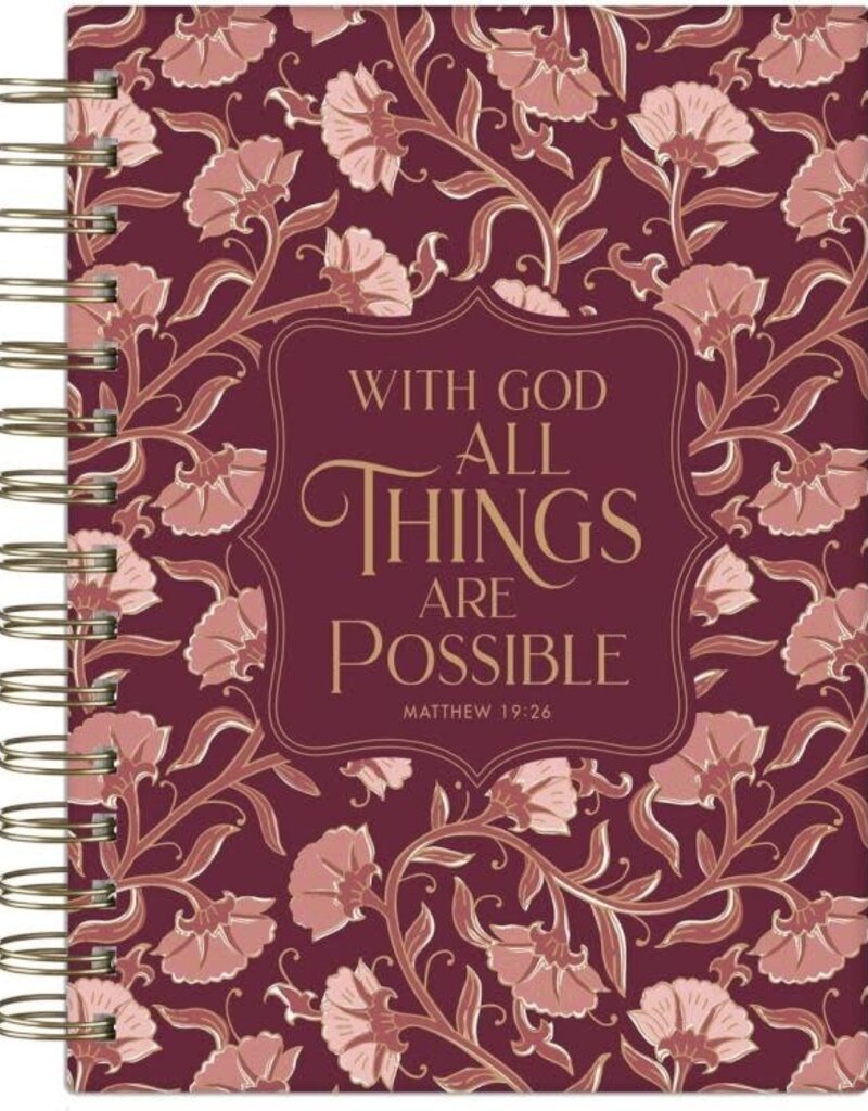 Things Are Possible Burgundy Blush Spiral Journal - Matthew 19:26