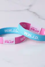 Tap To Pray  Wristband - Blue & Pink Wwjd