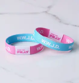 Tap To Pray  Wristband - Blue & Pink Wwjd