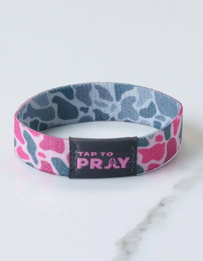 Tap To Pray Wristband - River Rock Camo Pink & Ash