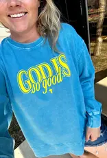 God Is So Good (Cobalt) - Mineral Wash Pullover