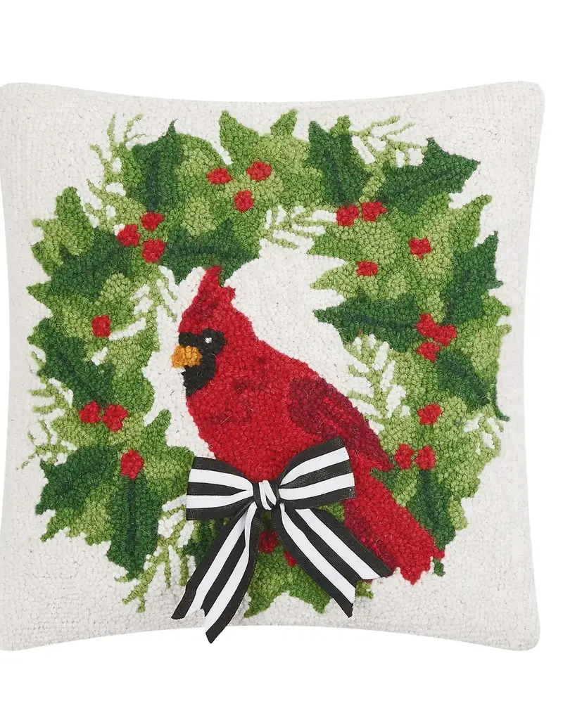 Cardinal W/Ribbon Hook Pillow