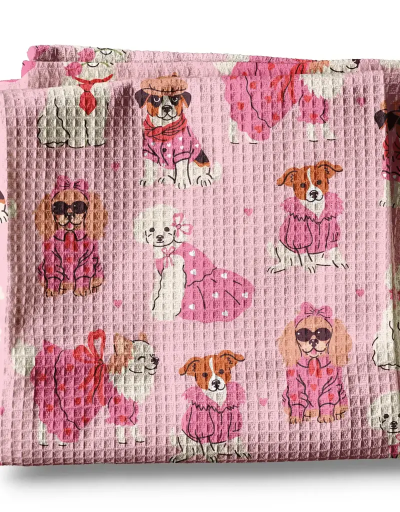 Valentine Dog Pet Shop Puppy Kitchen Waffle Towel