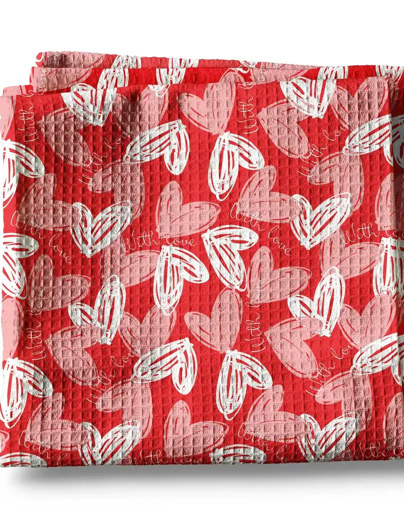 Valentine Heart Xoxo Galentine Kitchen Towel Waffle