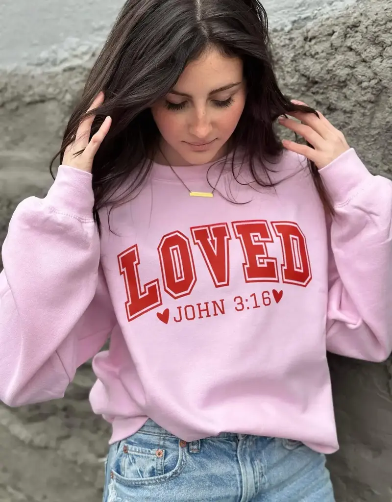 Loved John 3:16 Pink Sweatshirt