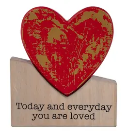 Gold/Red Heart Wood Block